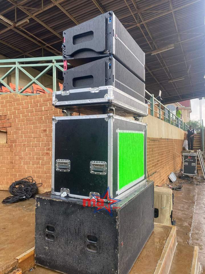 Professional event sound system on stage